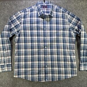 UNTUCKit Shirt Mens 2XL Blue Plaid Wrinkle Free Button Down Long Sleeve